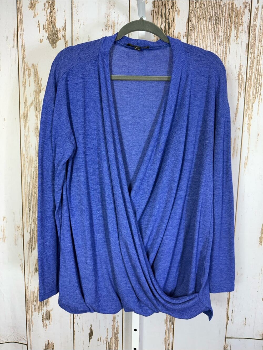 Suzanne Betro, Wrap Blouse. Size Large. In excellent condition! Cobalt Blue